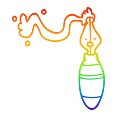 Naklejka premium rainbow gradient line drawing cartoon fountain pen