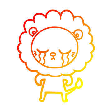 recommend clip art: warm gradient line drawing crying cartoon lion
