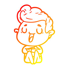 warm gradient line drawing happy cartoon man