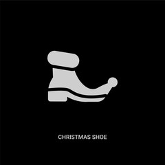 white christmas shoe vector icon on black background. modern flat christmas shoe from christmas concept vector sign symbol can be use for web, mobile and logo.
