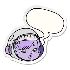 cartoon astronaut face and speech bubble sticker