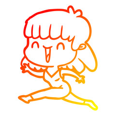 warm gradient line drawing cartoon woman