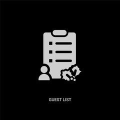 white guest list vector icon on black background. modern flat guest list from christmas concept vector sign symbol can be use for web, mobile and logo.