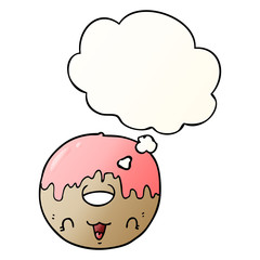 cute cartoon donut and thought bubble in smooth gradient style