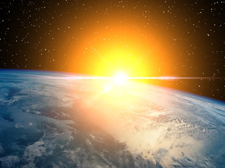 Sunrise. The elements of this image furnished by NASA.