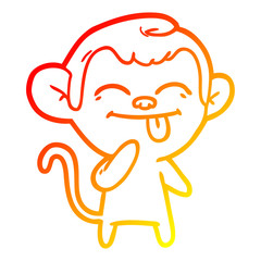 Obraz premium warm gradient line drawing funny cartoon monkey