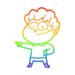 rainbow gradient line drawing cartoon happy man