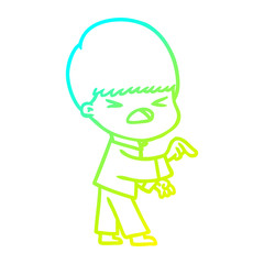 cold gradient line drawing cartoon stressed man