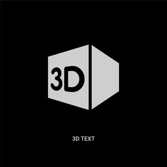 white 3d text vector icon on black background. modern flat 3d text from cinema concept vector sign symbol can be use for web, mobile and logo.