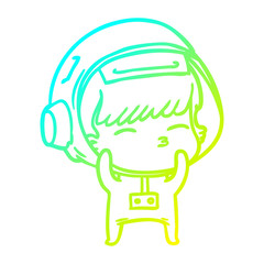 cold gradient line drawing cartoon curious astronaut