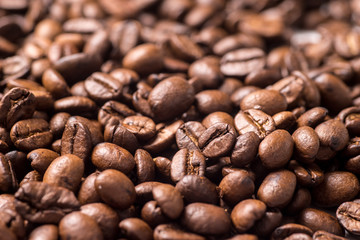 coffee beans on burlap background