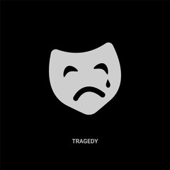 white tragedy vector icon on black background. modern flat tragedy from cinema concept vector sign symbol can be use for web, mobile and logo.
