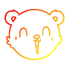 warm gradient line drawing cute cartoon teddy bear face