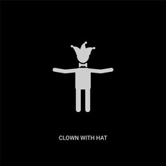 white clown with hat vector icon on black background. modern flat clown with hat from circus concept vector sign symbol can be use for web, mobile and logo.