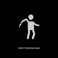 white knife throwing man vector icon on black background. modern flat knife throwing man from circus concept vector sign symbol can be use for web, mobile and logo.
