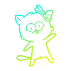 cold gradient line drawing cartoon cat