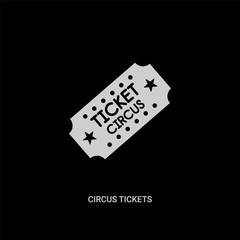 white circus tickets vector icon on black background. modern flat circus tickets from circus concept vector sign symbol can be use for web, mobile and logo.