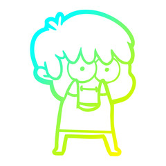 cold gradient line drawing happy cartoon man
