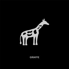 white giraffe vector icon on black background. modern flat giraffe from circus concept vector sign symbol can be use for web, mobile and logo.