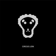 white circus lion vector icon on black background. modern flat circus lion from circus concept vector sign symbol can be use for web, mobile and logo.