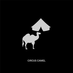 white circus camel vector icon on black background. modern flat circus camel from circus concept vector sign symbol can be use for web, mobile and logo.