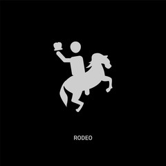 white rodeo vector icon on black background. modern flat rodeo from circus concept vector sign symbol can be use for web, mobile and logo.