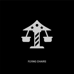 white flying chairs vector icon on black background. modern flat flying chairs from circus concept vector sign symbol can be use for web, mobile and logo.