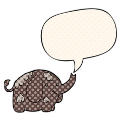 cartoon elephant and speech bubble in comic book style