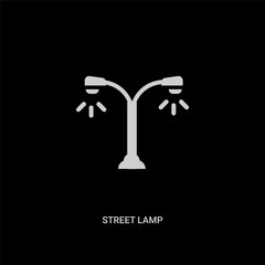 white street lamp vector icon on black background. modern flat street lamp from city elements concept vector sign symbol can be use for web, mobile and logo.