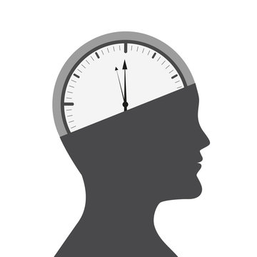 Head Of A Man With Clock In The Brain Vector Illustration EPS10