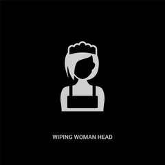 white wiping woman head vector icon on black background. modern flat wiping woman head from cleaning concept vector sign symbol can be use for web, mobile and logo.