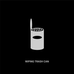 white wiping trash can vector icon on black background. modern flat wiping trash can from cleaning concept vector sign symbol can be use for web, mobile and logo.