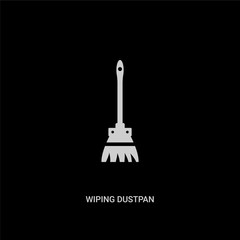 white wiping dustpan vector icon on black background. modern flat wiping dustpan from cleaning concept vector sign symbol can be use for web, mobile and logo.