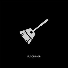 white floor mop vector icon on black background. modern flat floor mop from cleaning concept vector sign symbol can be use for web, mobile and logo.