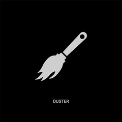 Obraz premium white duster vector icon on black background. modern flat duster from cleaning concept vector sign symbol can be use for web, mobile and logo.