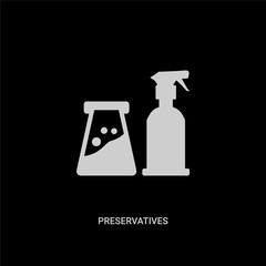 white preservatives vector icon on black background. modern flat preservatives from cleaning concept vector sign symbol can be use for web, mobile and logo.