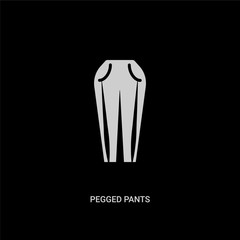 white pegged pants vector icon on black background. modern flat pegged pants from clothes concept vector sign symbol can be use for web, mobile and logo.