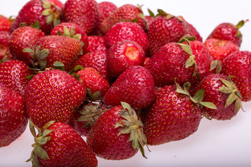 fresh ripe strawberries isolated on white background