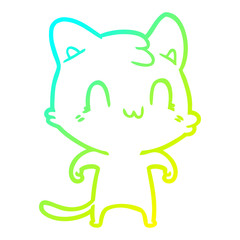 cold gradient line drawing cartoon happy cat