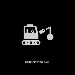 white derrick with ball vector icon on black background. modern flat derrick with ball from construction concept vector sign symbol can be use for web, mobile and logo.