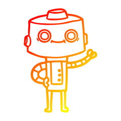 warm gradient line drawing cartoon robot