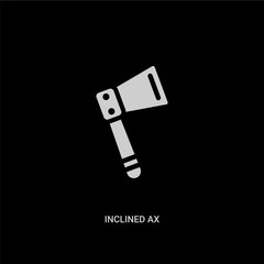 white inclined ax vector icon on black background. modern flat inclined ax from construction concept vector sign symbol can be use for web, mobile and logo.
