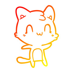 Obraz premium warm gradient line drawing cartoon happy cat