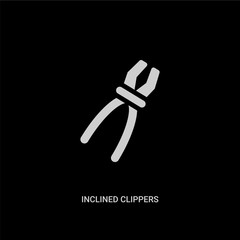 white inclined clippers vector icon on black background. modern flat inclined clippers from construction concept vector sign symbol can be use for web, mobile and logo.
