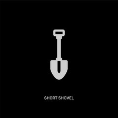 white short shovel vector icon on black background. modern flat short shovel from construction concept vector sign symbol can be use for web, mobile and logo.
