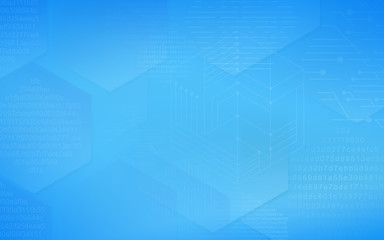 Obraz premium Data technology blue background - graphic elements and numbers combined into composition