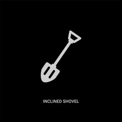 white inclined shovel vector icon on black background. modern flat inclined shovel from construction concept vector sign symbol can be use for web, mobile and logo.