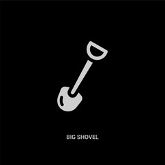 white big shovel vector icon on black background. modern flat big shovel from construction concept vector sign symbol can be use for web, mobile and logo.