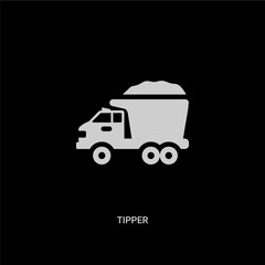 white tipper vector icon on black background. modern flat tipper from construction concept vector sign symbol can be use for web, mobile and logo.