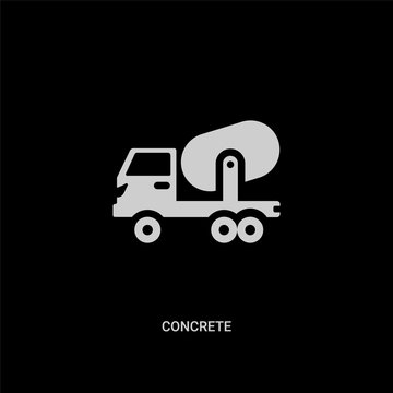 white concrete vector icon on black background. modern flat concrete from construction concept vector sign symbol can be use for web, mobile and logo.